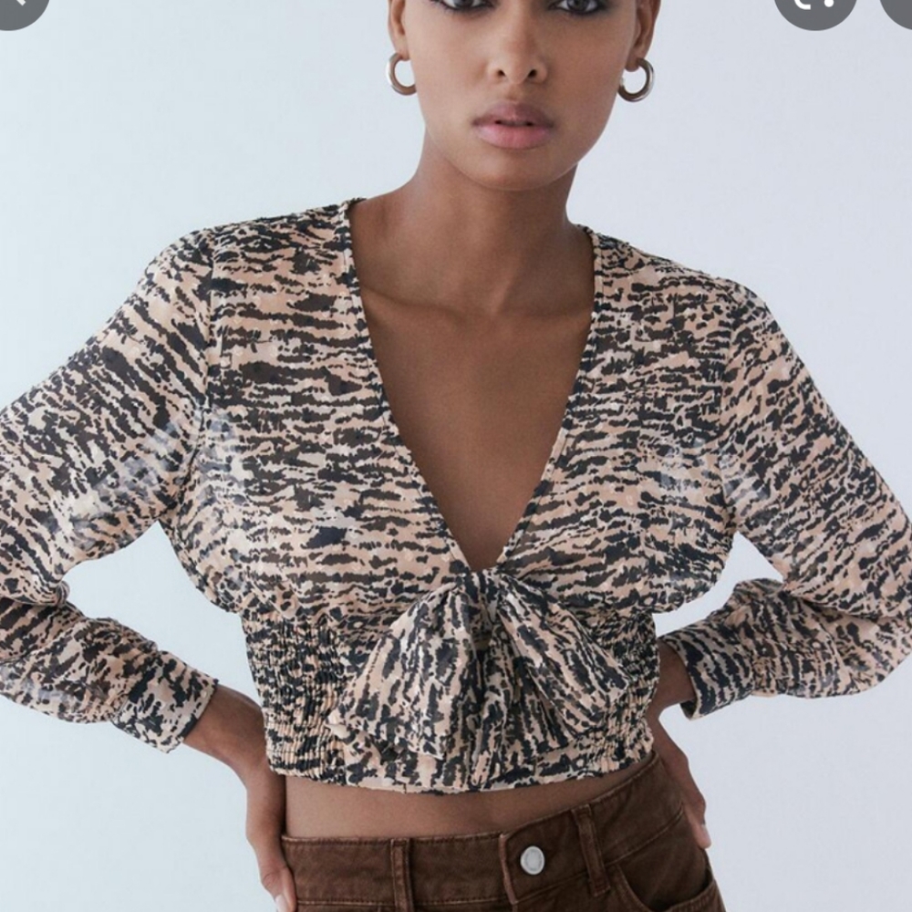 Zara Crop Top, Small, black & tan